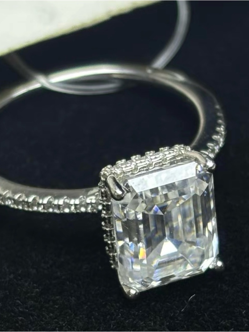4 Ct GRA Certified Emerald-Cut  Moissanite Solitaire Ring.